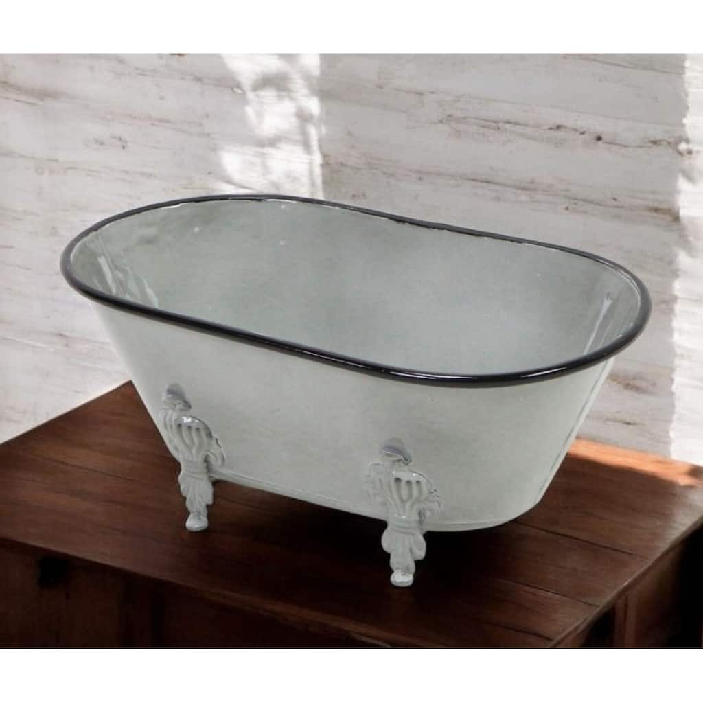 HomeRoots 12" Light Gray Bathtub Decorative Sculpture - 12' X '5' X '6.5