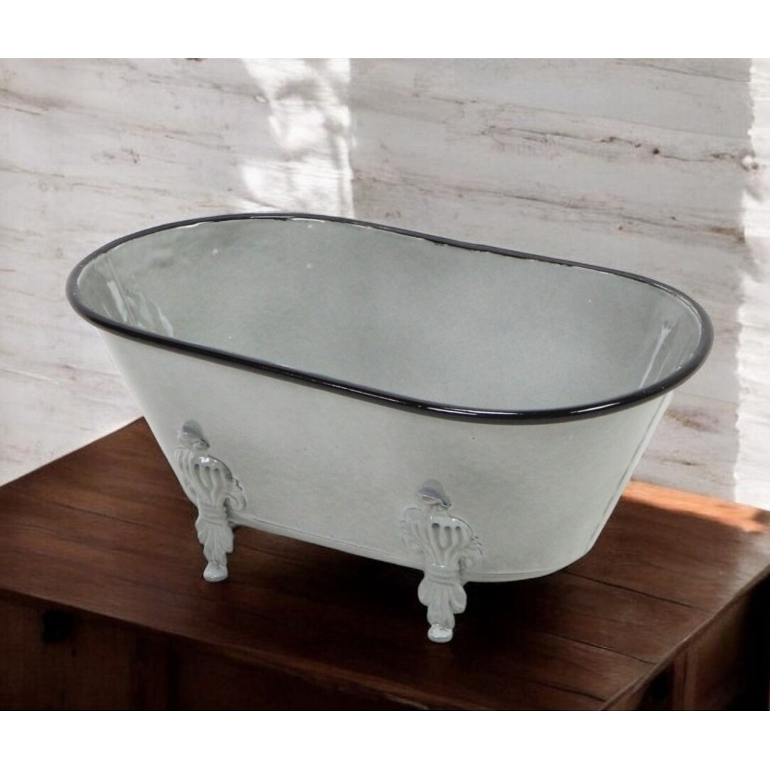HomeRoots 12" Light Gray Bathtub Decorative Sculpture - 12' X '5' X '6.5