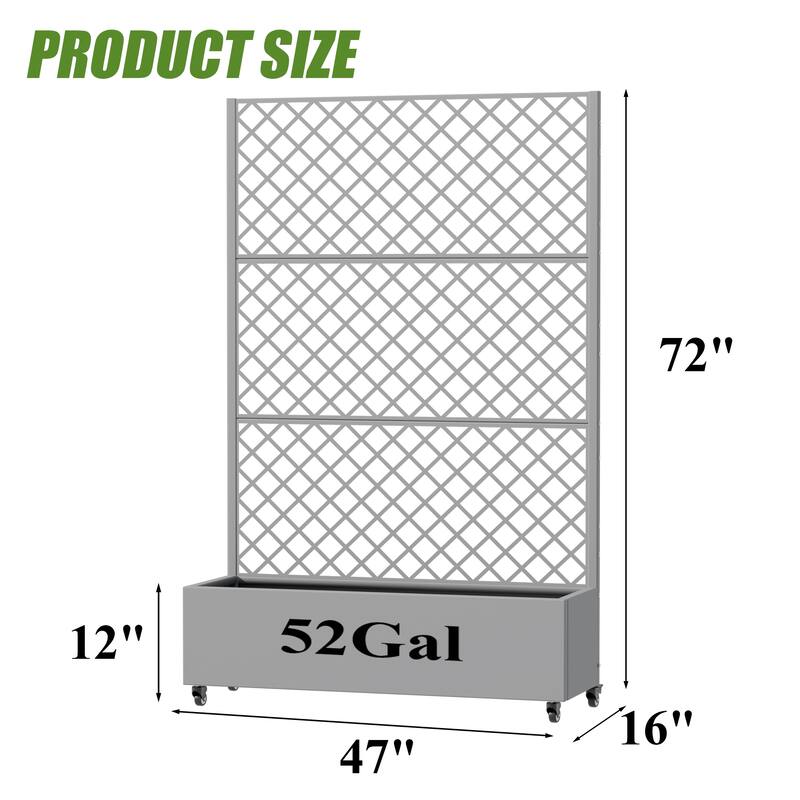 Raised Garden Bed Planter with Trellis Movable Planter Box with Lockable Wheels