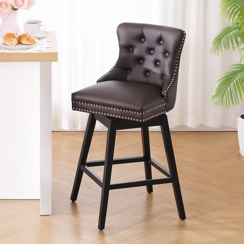 26"/29" Faux Leather Swivel Counter and Bar Height Stools (Set of 1/2/3/4)