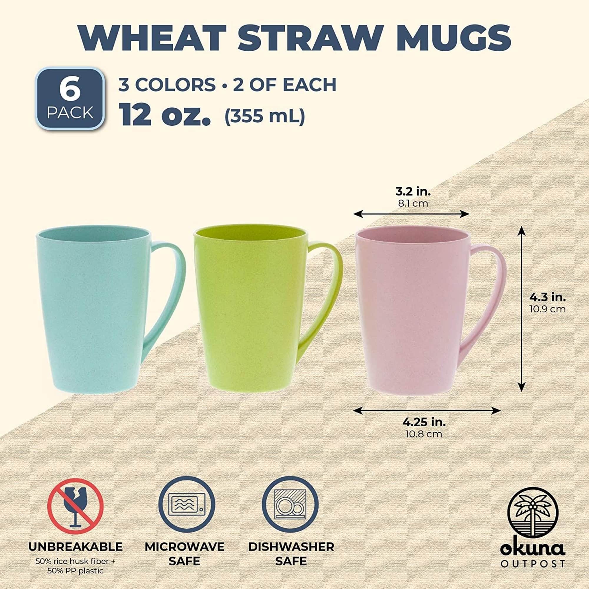 Wheat Straw Mugs, Unbreakable Coffee Mug Set (12 oz, 6 Pack) Bed Bath & Beyond 36224929