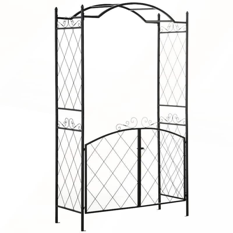 Outsunny 85inch Metal Garden Arch Arbor with Gate