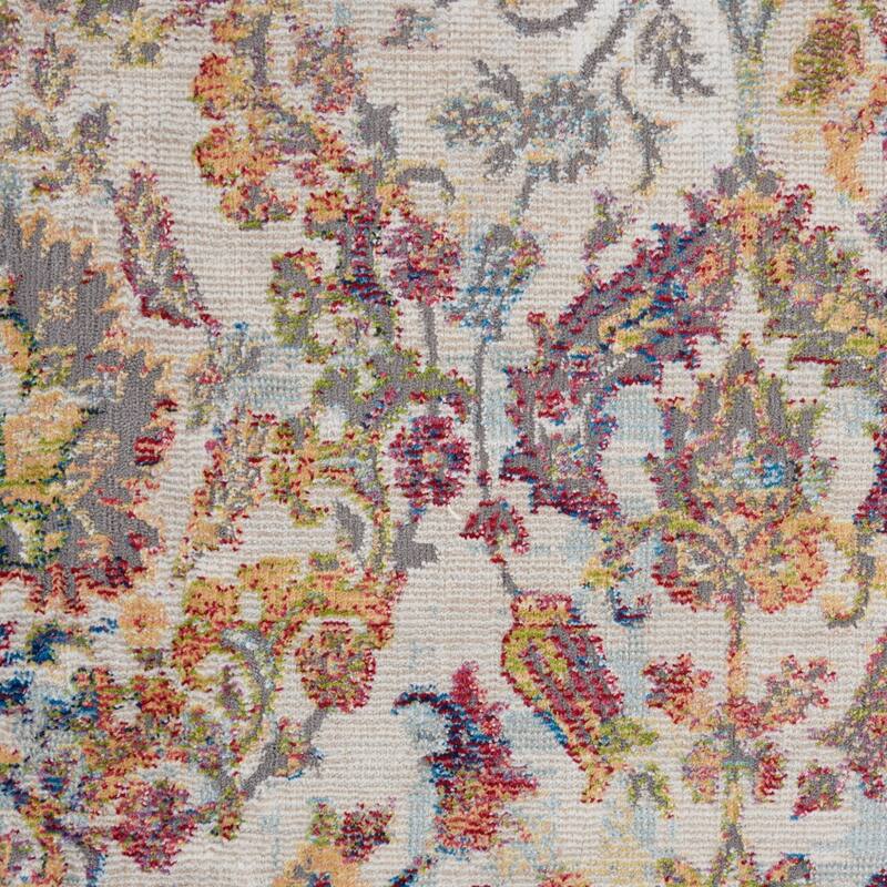 Jagu Power Loomed Distressed Floral Traditional Non Skid Area Rug By HomeRoots - 90' X '63' X '0.5