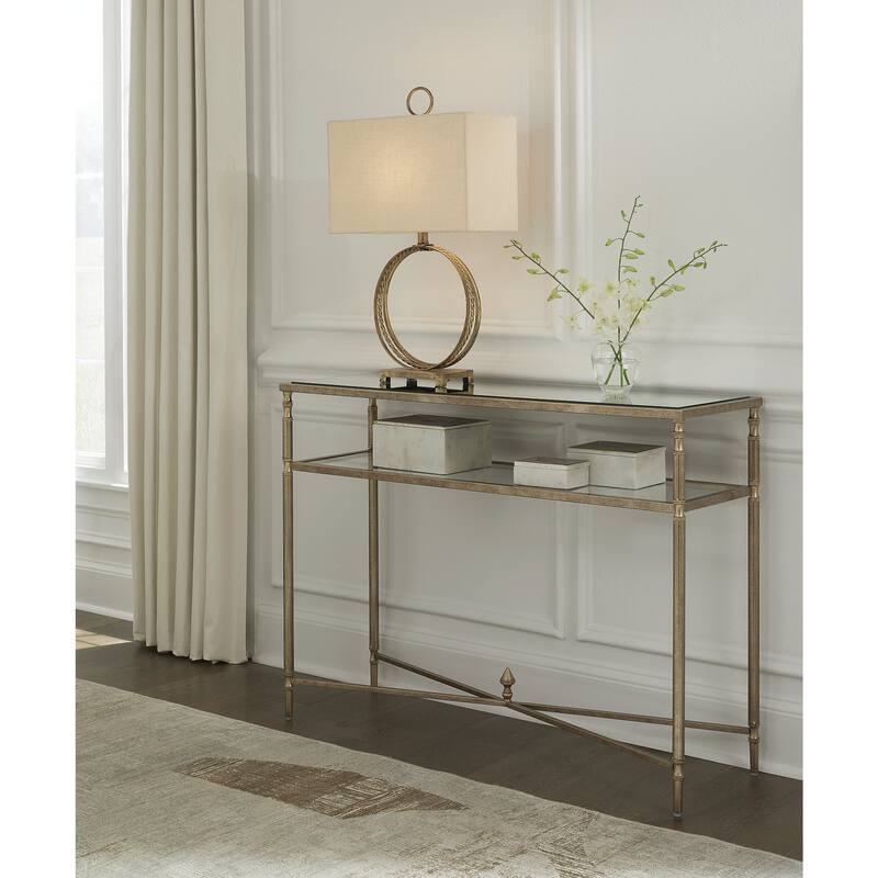 Signature Design by Ashley Cloverty Aged Gold Sofa Table - 45" W x 14" D x 33" H