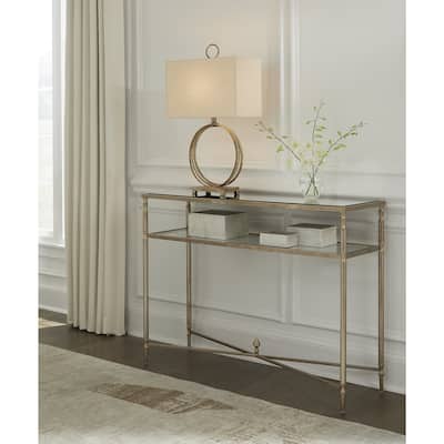 Signature Design by Ashley Cloverty Aged Gold Sofa Table - 45" W x 14" D x 33" H