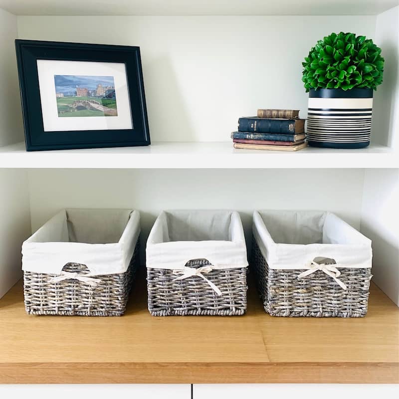 Woven Maize Grey Rectangular Storage Baskets (Set of 3) - Grey