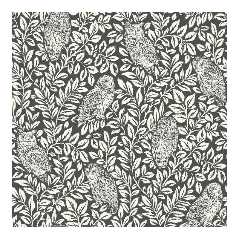 NuWallpaper Charcoal Sleepy Owls Peel & Stick Wallpaper - 216in x 20.5in x 0.025in