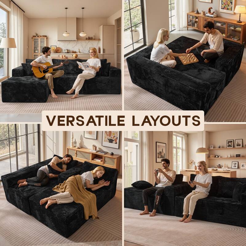 OVIOS All-Foam Plush L-Shaped Sofa​