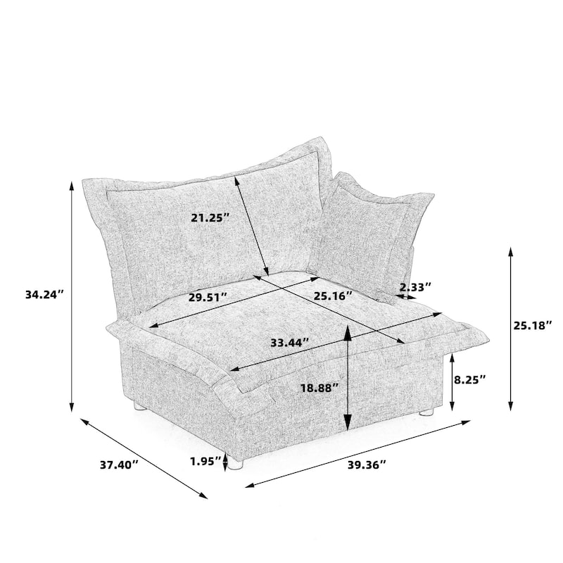 40"W Oversized Upholstered Chenille Comfy Cloud Corner Accent Chair