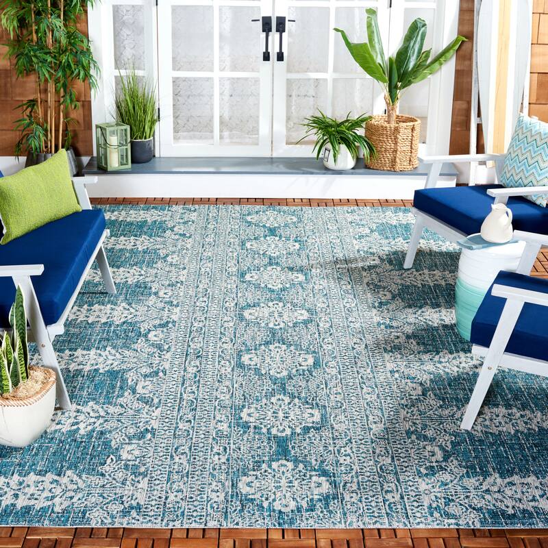 SAFAVIEH Courtyard Mami Transitional Rug - 8' x 11' - Teal/Grey