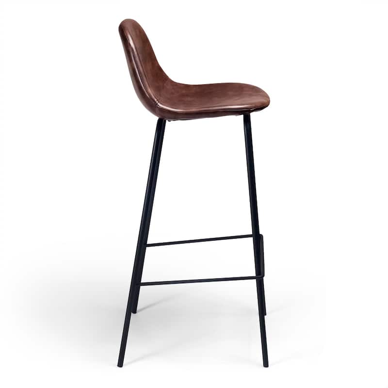 Maxine Vegan Leather Bar Height Stools Black Legs (Set of 2)