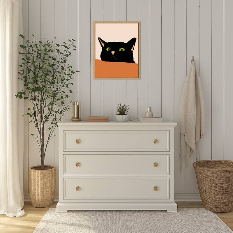 The Curious Cat by Uma Gokhale Framed Canvas Wall Art Print