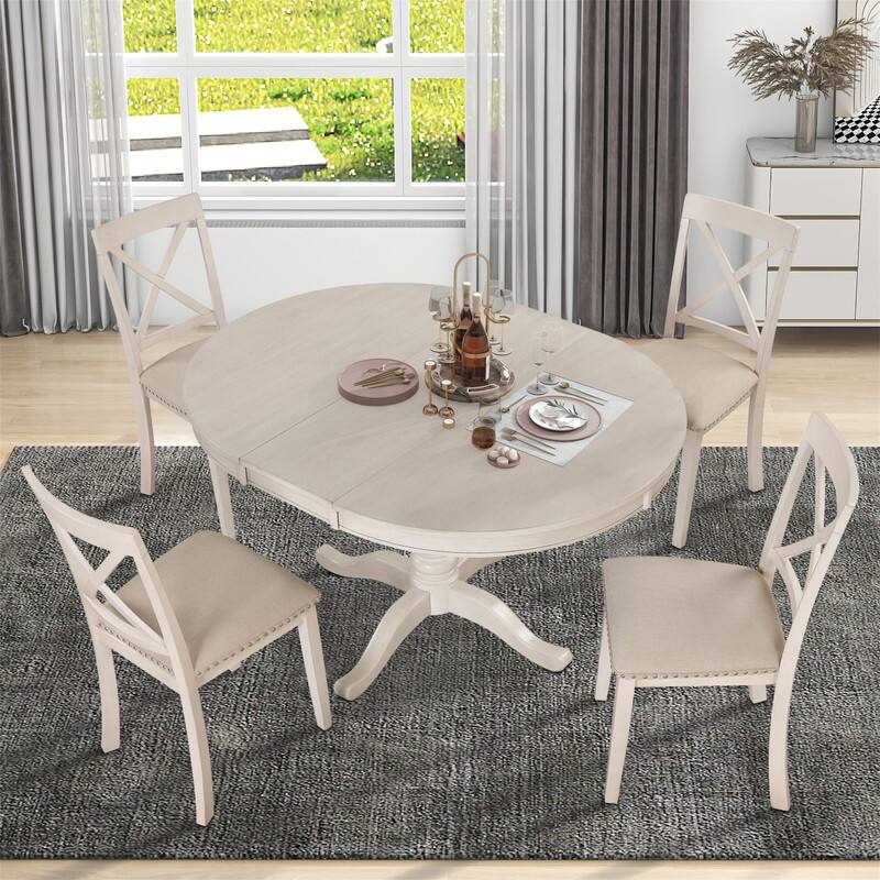 Modern Dining Table Set for 4,Round Table and 4 Kitchen Room Chairs,5 Piece Kitchen Table Set for Dining Room,Breakfast Nook