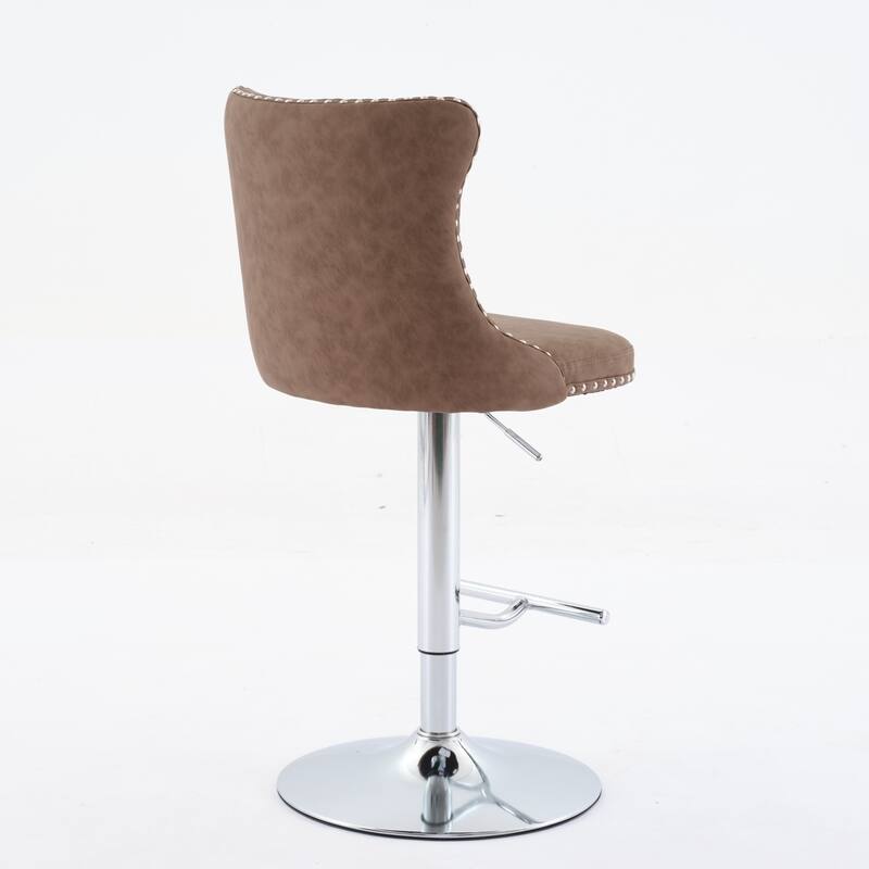 Set of 2 Swivel Velvet Tufted Adjusatble Seat Height Barstools