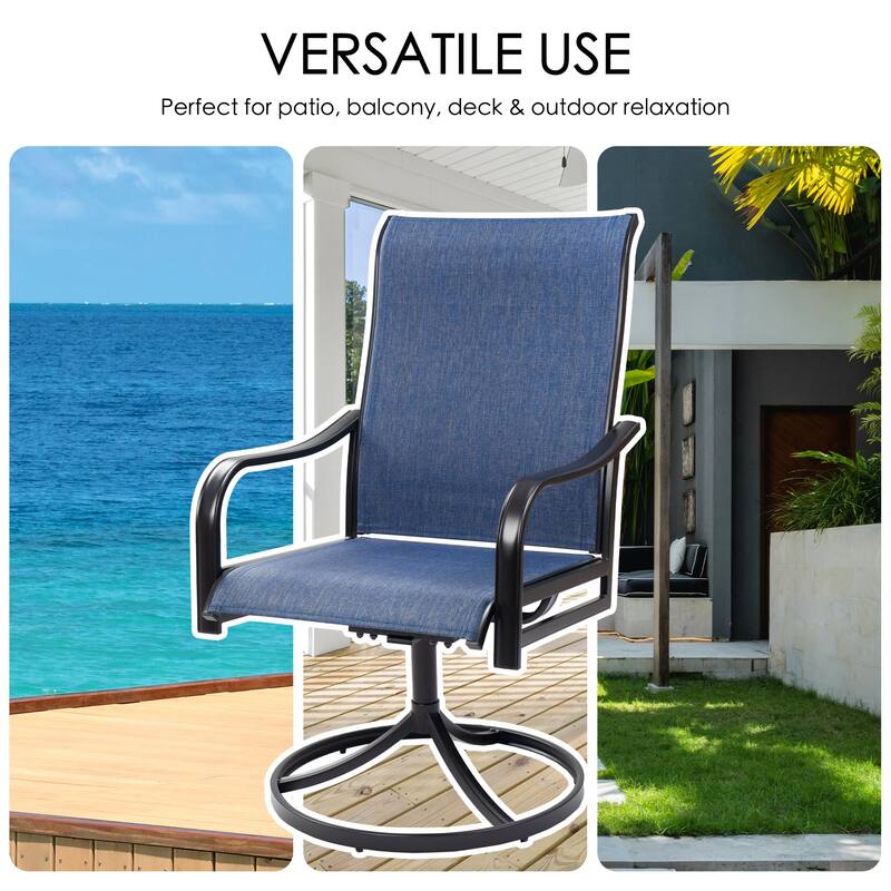Kozyard 2Packs Patio Swivel Dining Chairs Swivel Chairs Breathable Textilene Rocker Chair for Lawn Porch Garden Deck