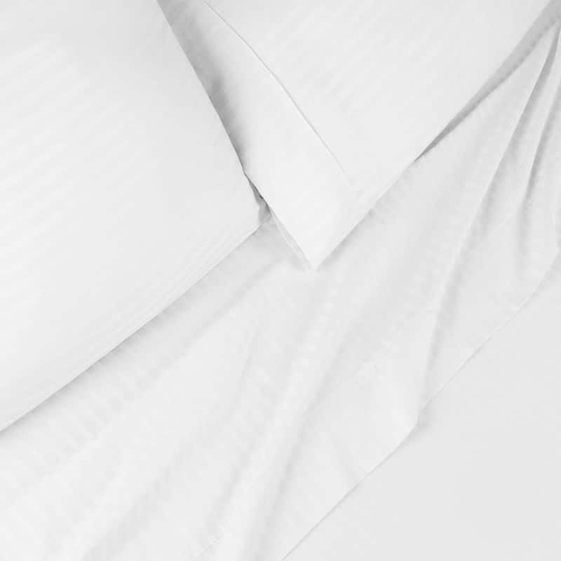 Superior Egyptian Cotton 300 Thread Count Stripe Deep Pocket 4 Piece Bed Sheet Set