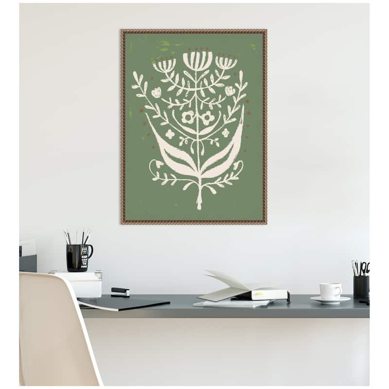 Kate and Laurel Bungalow Charm Green by Vicky Yorke Framed Canvas Wall Art Print