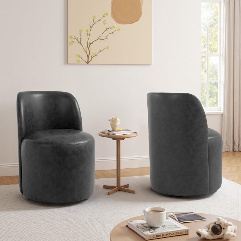 UIXE 2 Set Luxury Upholstered Dining Chairs Dining Room Kitchen Side Chair - Black-Leather