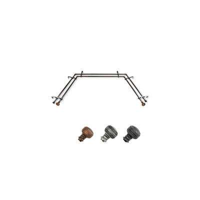 Adjustable Curtain Rods for 3-Part Windows - Telescoping Design, 38-72" Center Rod, 20-36" Side Rods, Cocoa Finish - M
