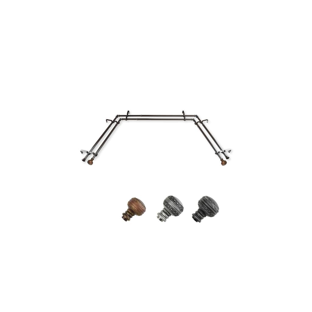 Adjustable Curtain Rods for 3-Part Windows - Telescoping Design, 38-72" Center Rod, 20-36" Side Rods, Cocoa Finish - M