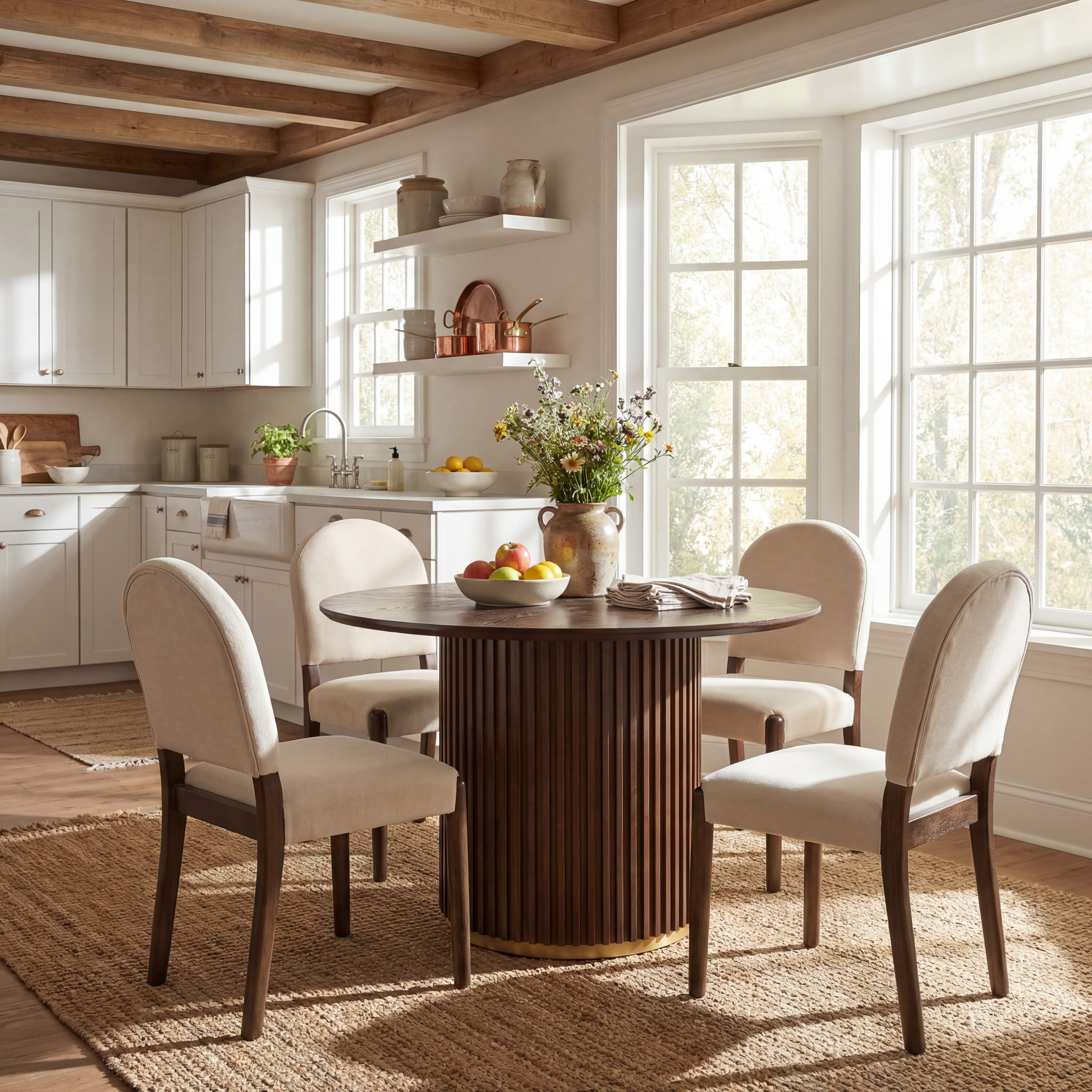 Christopher Knight Home - Wooden 5 Piece Dining Set with Upholstered Chairs