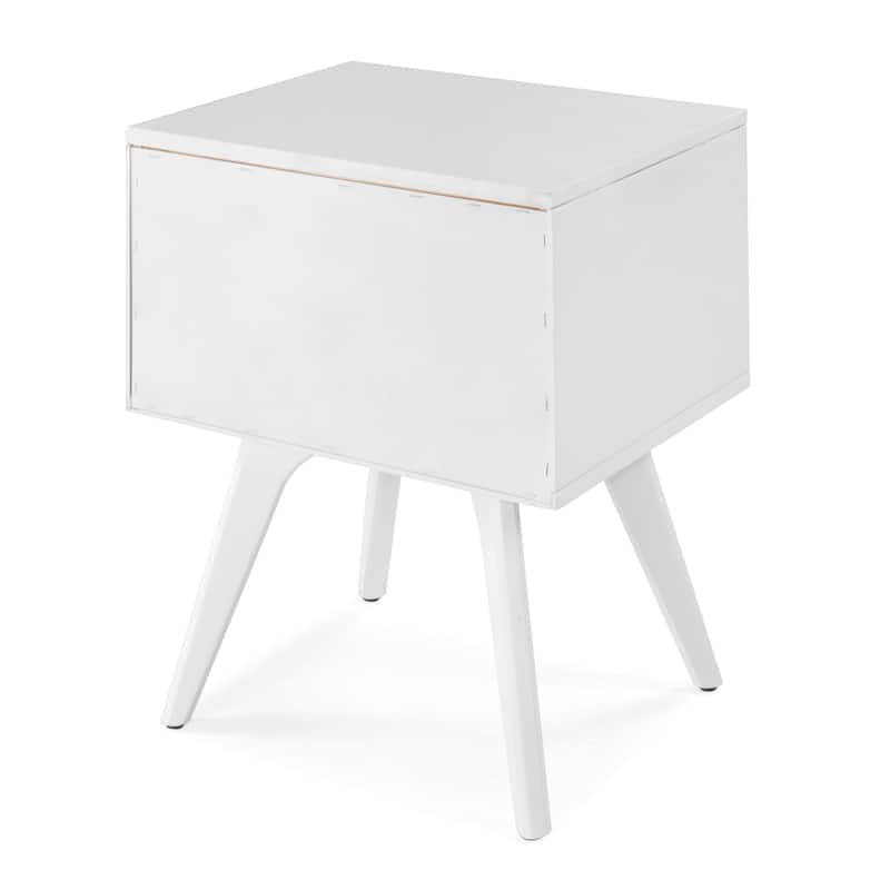 Mid Century Modern One Drawer Nightstand - White Finish