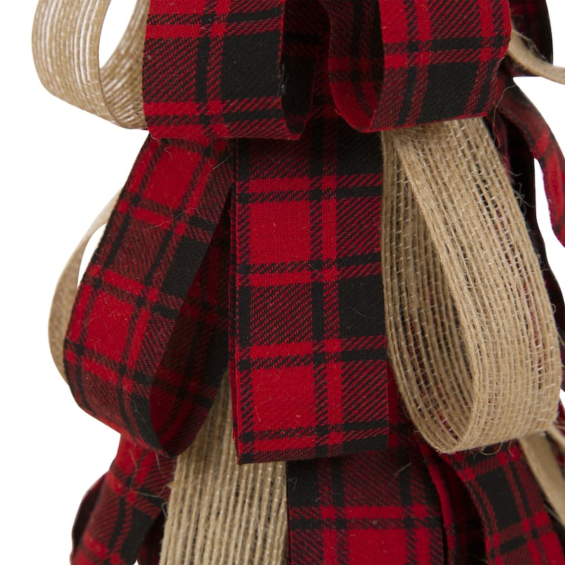 Glitzhome 17"H Christmas Plaid Fabric Tabletop Tree