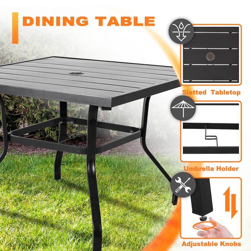 Nuu Garden Outdoor 5-piece Dining Set with Swivel Chairs and Cushions