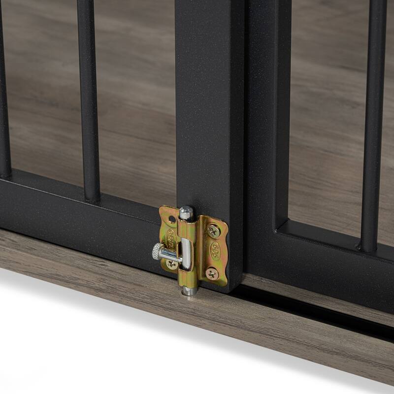 Duty Large Dog Crate Furniture with Sliding Door and Lockable Wheels, End Table Crate with Double Layer Storage