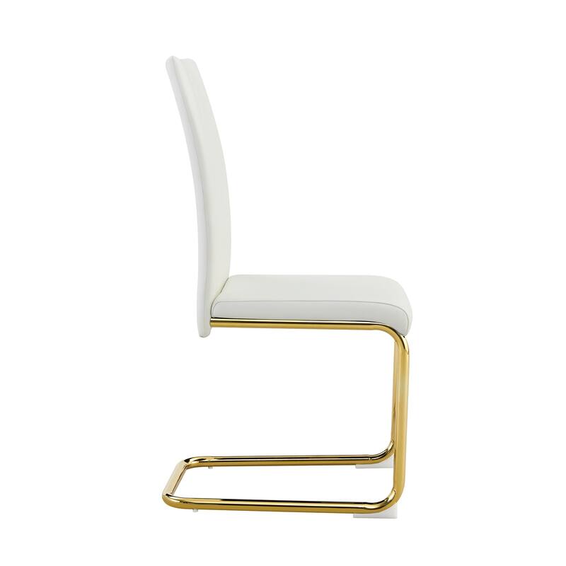 2-Pack White PU Upholstered Dining Chairs