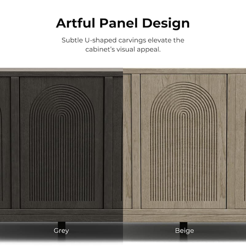 Furniture of America Piez Modern Art Deco 4-Shelf 3-Door Wood Dining Server