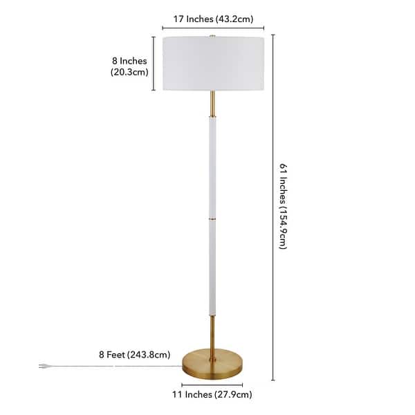 dimension image slide 1 of 10, Simone 2-Light Floor Lamp with Fabric Shade