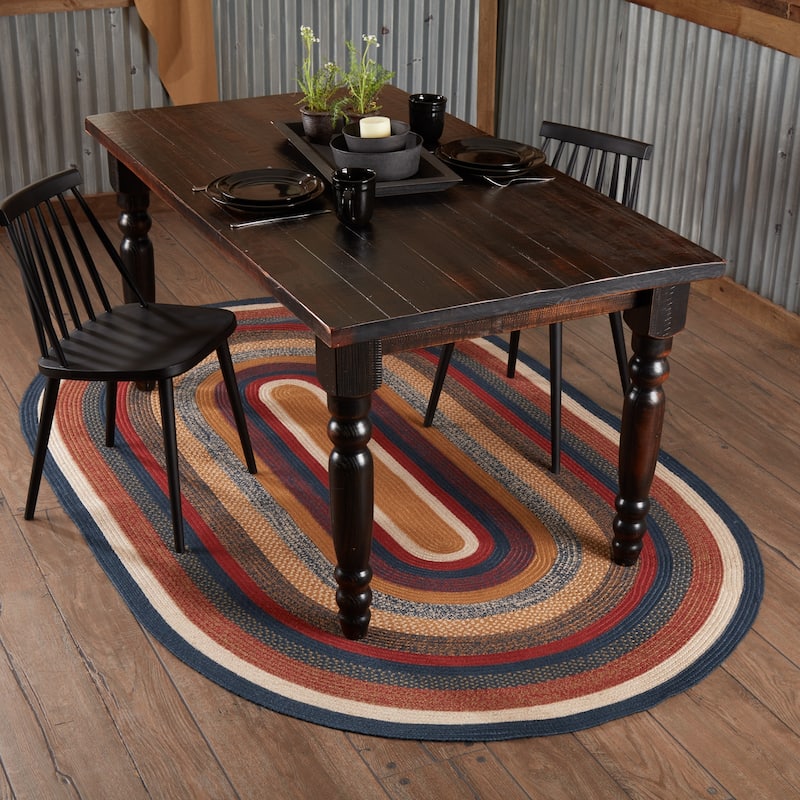 Stratton Jute Rug Oval w/ Pad 60x96 - 5' x 8' - 5' x 8' - Blue