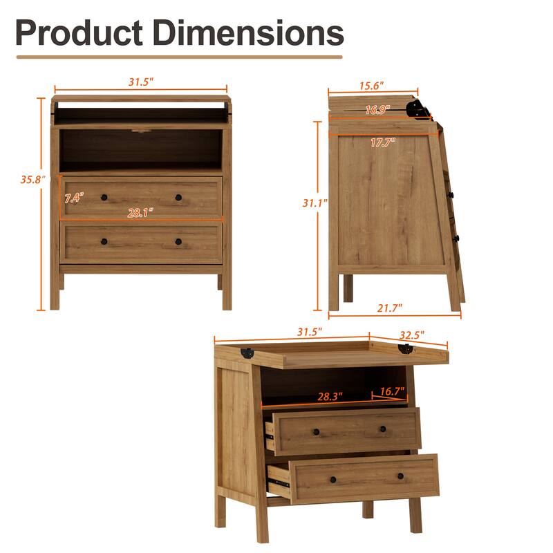 Baby Changing Table Multi-Functional 2 Drawer Dresser