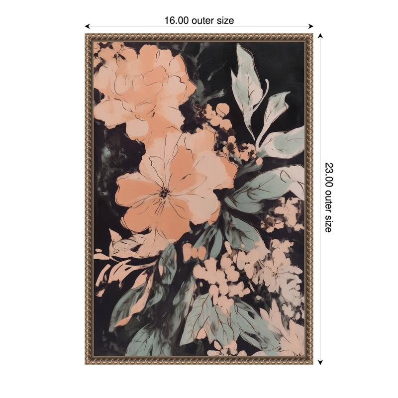 Petals in Moonlight by Treechild Framed Canvas Wall Art Print - Plastic - 16 x 23 in - Gold