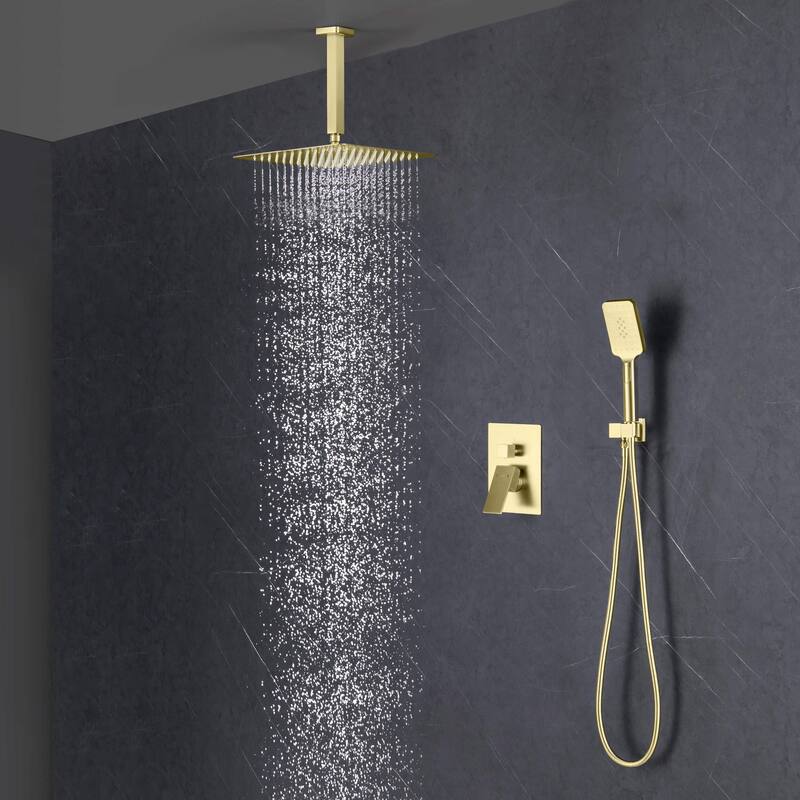 Pressure Balanced Ceiling Mounted 3-Function Shower System with Rough In Valve