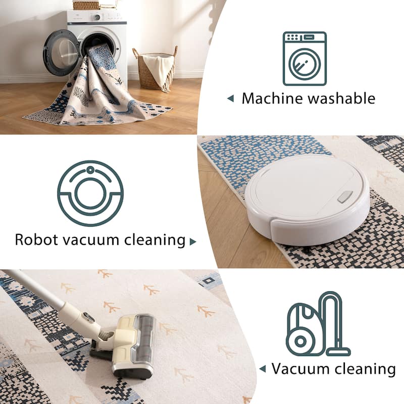 Soft and Non-Slip Machine-Washable Foldable Multi-Use Area Rug