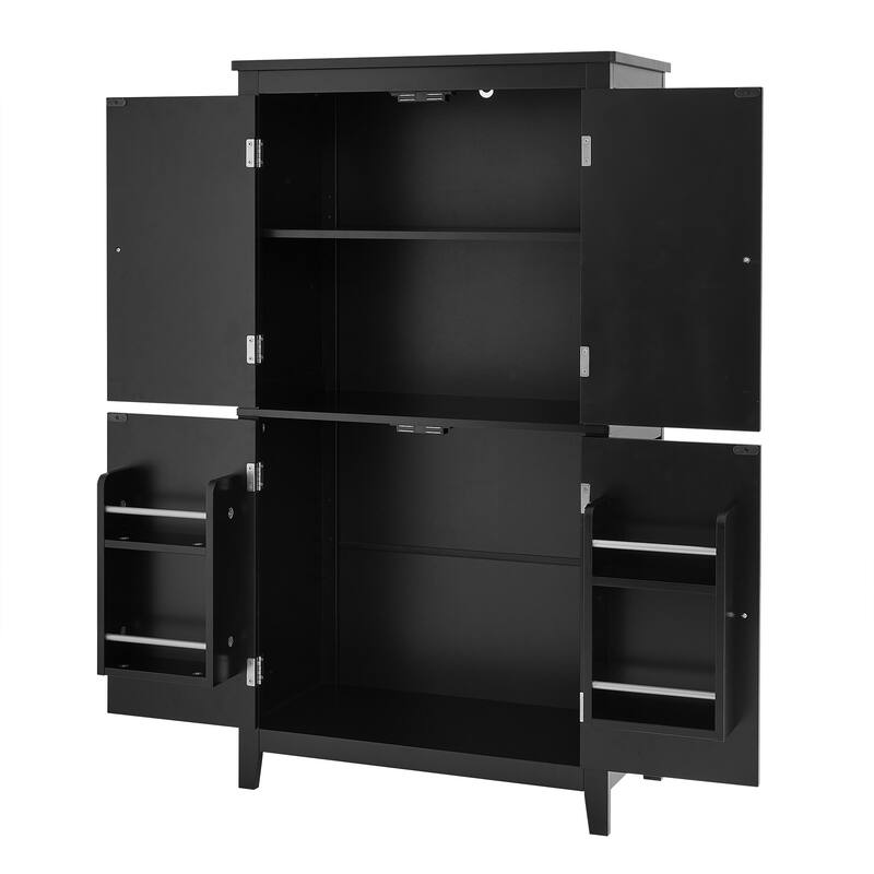 GDFStudio - Amelia Tall Freestanding Bathroom Cabinet with Adjustable Shelves and Secure Storage