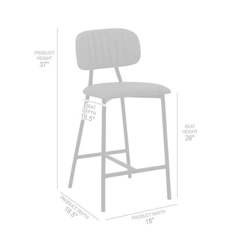 Rococo Faux Leather and Metal Upholstered Counter Height Bar Stool