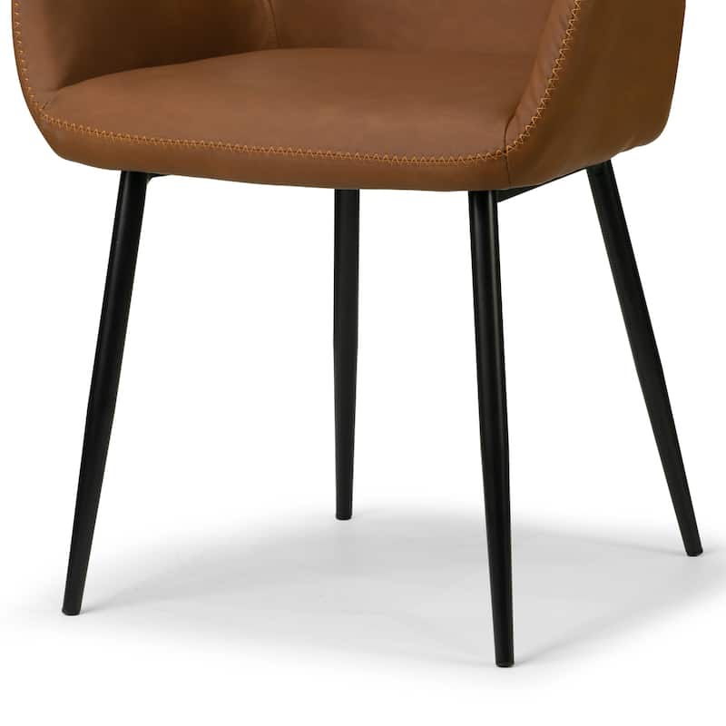 Set of 2 Alrik Brown Arm Chair with Zigzag Stitching Black Metal Legs