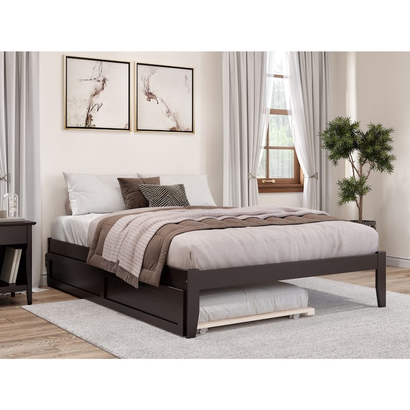 Queen Bed Frame with Trundle & USB Charger - Modern Platform Bed, Easy Assembly