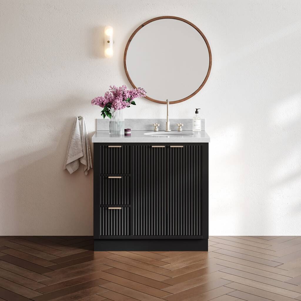 Ariel P37RCWOVO Milan 37" Free Standing Single Basin Vanity Set with