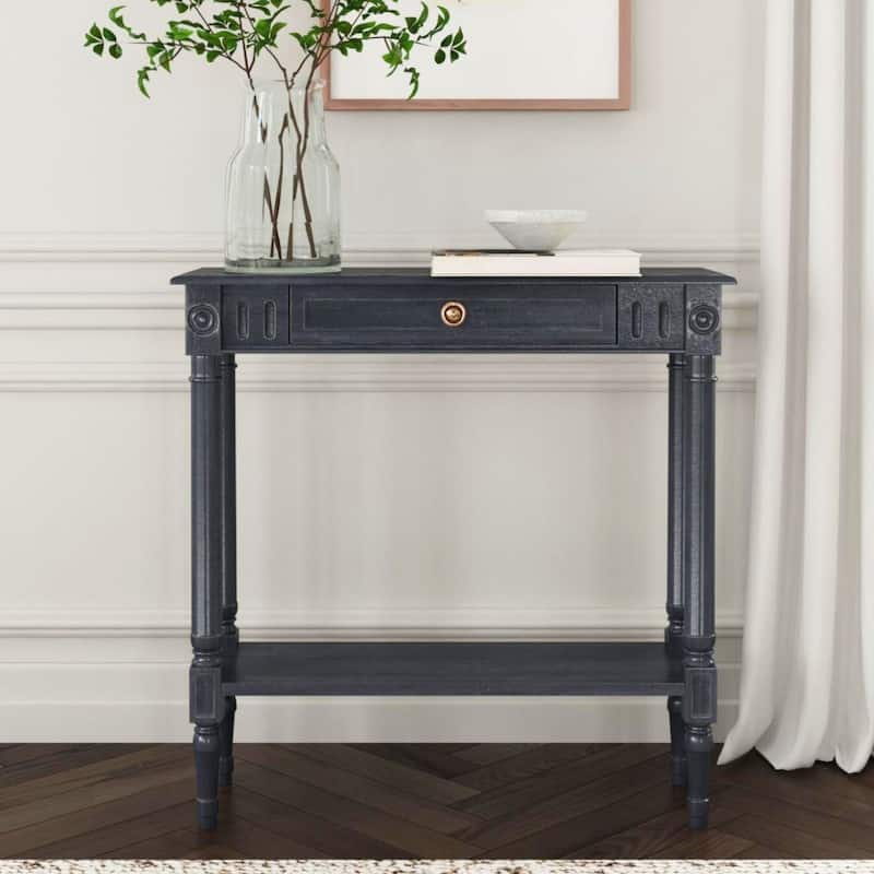 Wood Console Accent Table With Drawer by East at Main - Black