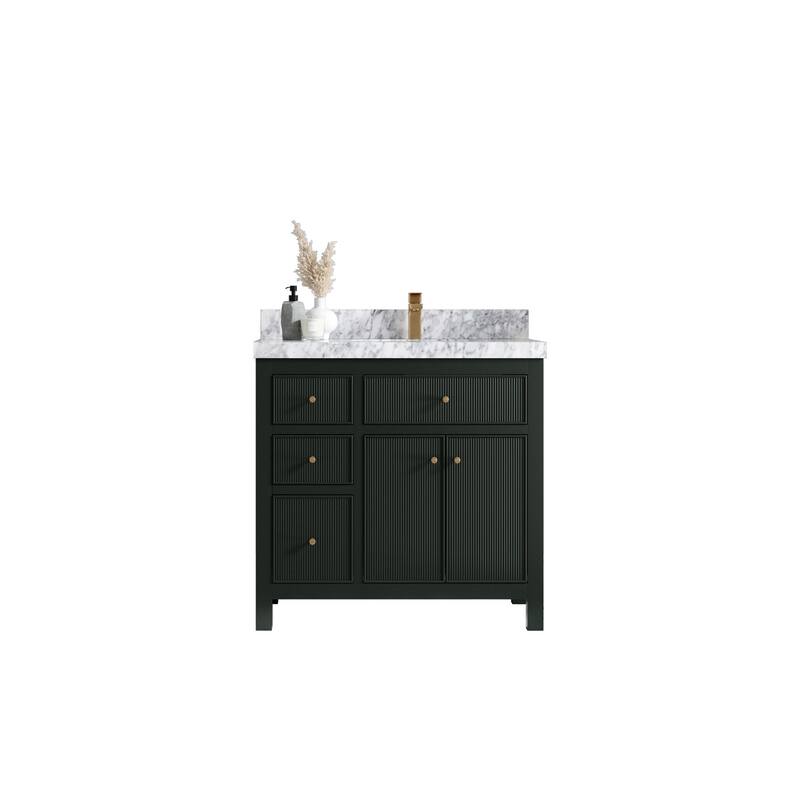 Willow Collections 36 in W x 22 in D Sonoma Right Offset Free Standing Reeded Bathroom Vanity with Countertop