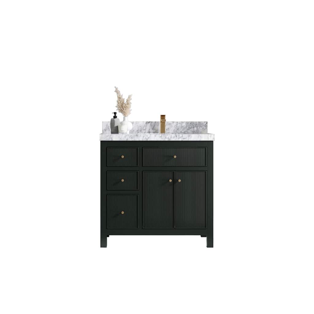 Willow Collections 36 in W x 22 in D Sonoma Right Offset Free Standing Reeded Bathroom Vanity with Countertop