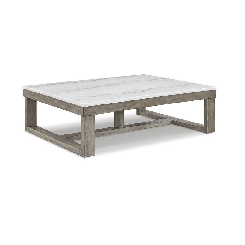 Signature Design by Ashley Loyaska Grayish Brown / Ivory Rectangular Coffee Table - 56"W x 42"D x 17"H