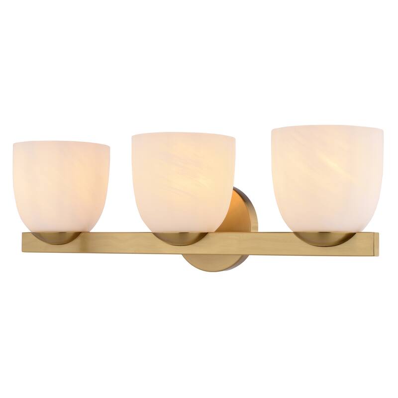 VAXCEL Bosworth Contemporary Bathroom Vanity Wall Light Fixture, White Alabaster Glass Shade, Dimmable, Reversible