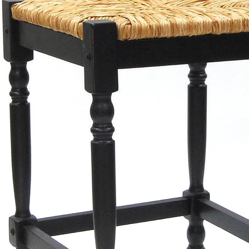HomeRoots 24" Natural And Black Solid Wood Backless Counter Height Bar Chair With Footrest - 16.5