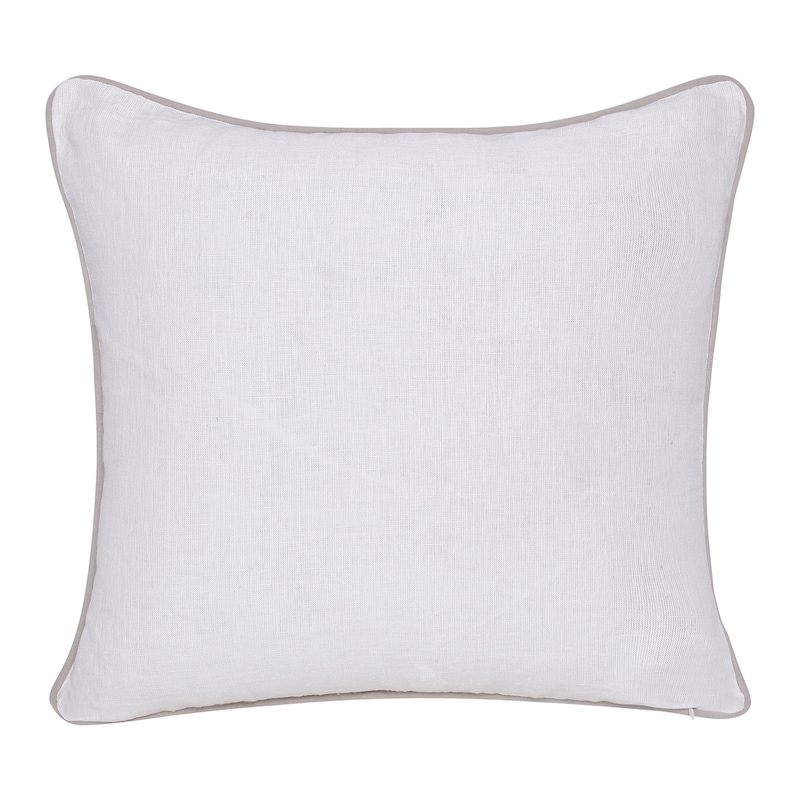 Sevita Hand-Woven Natural/Cream Floral Linen Throw Pillow, 20" x 20"