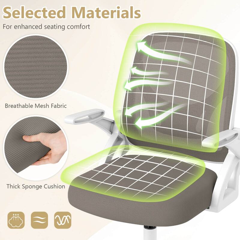 Costway Mesh Office Chair with Lumbar Support & Flip-up Arms Rolling - See Details